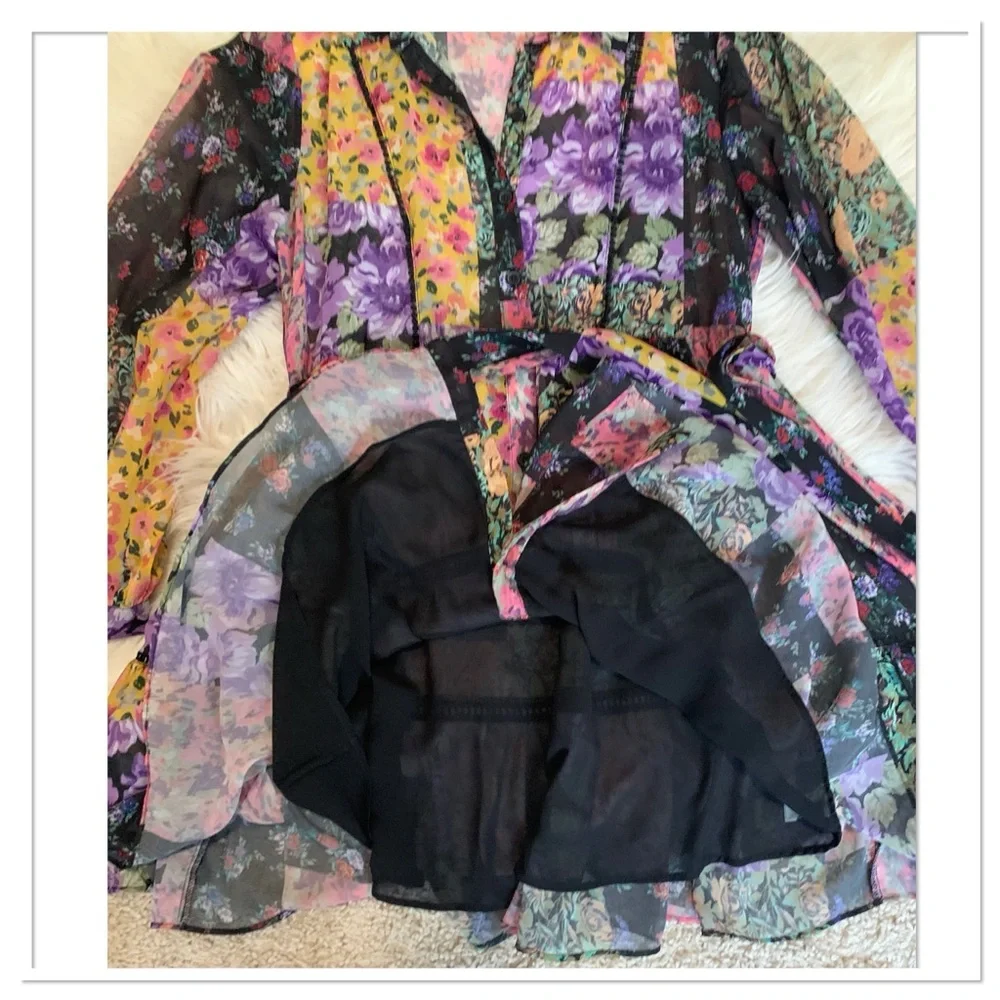 Zara Amelie Patchwork Floral Dress Multicolor Size Large